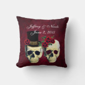 Skull Couple Bride en Groom Custom Wedding Kussen (Voorkant)