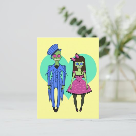 Skull Couple Briefkaart (Staand voorkant)