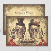 Skull Couple Day of the Dead tijdens een repetitie Kaart (Voorkant / Achterkant)