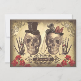 Skull Couple Day of the Dead verlovingsfeest Kaart