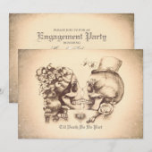 Skull Couple Day van de Dead Engagement Party Kaart (Voorkant / Achterkant)