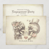 Skull Couple Day van de Dead Engagement Party Kaart (Voorkant / Achterkant)