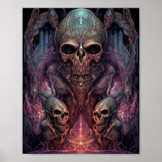 Skull Creepy Surreal Horror Art Poster (Voorkant)