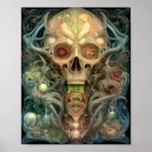 Skull Creepy Surreal Horror Art Poster (Voorkant)