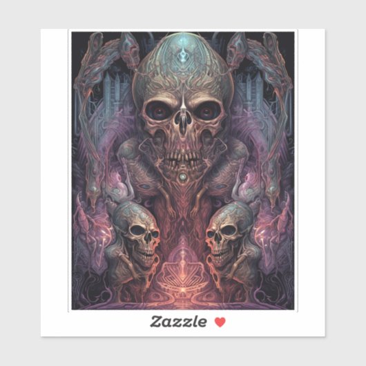 Skull Creepy Surreal Horror Art Sticker (Vel)
