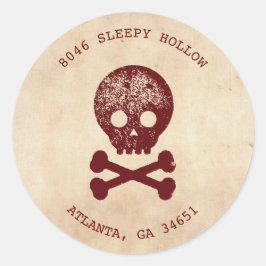 Skull & Cross Bone Halloween Retouradres Label