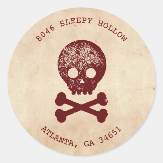 Skull & Cross Bone Halloween Retouradres Label (Voorkant)