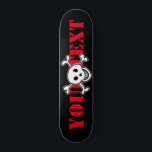 Skull & Cross botten custom design skateboard deck<br><div class="desc">Skull and cross botten op maat ontworpen skateboard deck. Cool houten schaats board ontwerp voor jongens en meisjes. Leuk verjaardagscadeau idee voor kinderen. Personaliseer met aangepaste naam, grappige citaten of monogram letters. Geweldige verjaardagscadeau idee voor kinderen, zoon, kleinzoon, neef, neef, dochter, zus, broer, vrienden etc. Zwarte piratenvlag ontwerp met rode...</div>