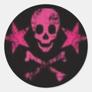 Skull&Cross Botten Roze Sticker