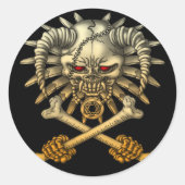 skull cross ronde sticker (Voorkant)