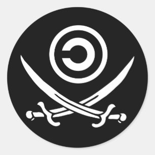 Skull & Crossbones Anti-Copyright Copyleft Vlag Ronde Sticker
