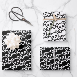 Skull Crossbones Black White Inpakpapier Vel