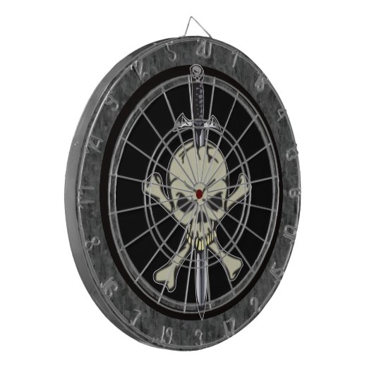 Skull Crossbones en Knife Dartboard Dartbord (Voorkant Links)