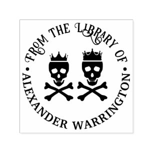 Skull & Crossbones gekroond paar Bibliotheek Boek Zelfinktende Stempel
