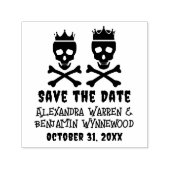 Skull & Crossbones gekroond paar Save the Date Zelfinktende Stempel (Design)