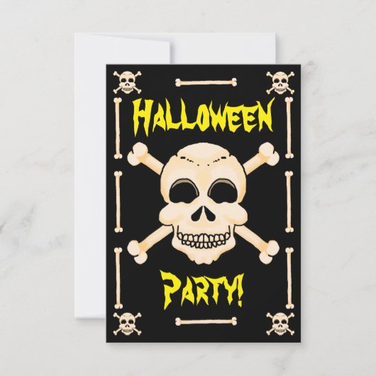 Skull & Crossbones Halloween Party Invitation Kaart (Voorkant)