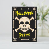 Skull & Crossbones Halloween Party Invitation Kaart (Staand voorkant)