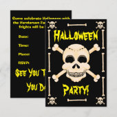 Skull & Crossbones Halloween Party Invitation Kaart (Voorkant / Achterkant)