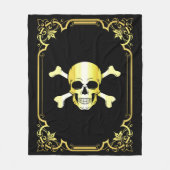 Skull Crossbones/Jolly Roger/Pirate/Gold/Black Fle Fleece Deken (Voorkant)
