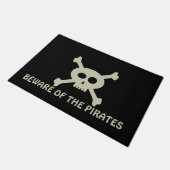 Skull Crossbones Pas op voor Pirates Custom Black Deurmat (Schuin)
