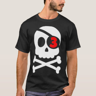 Skull & Crossbones Pirate 3rd Birthday Boys Kinder T-shirt