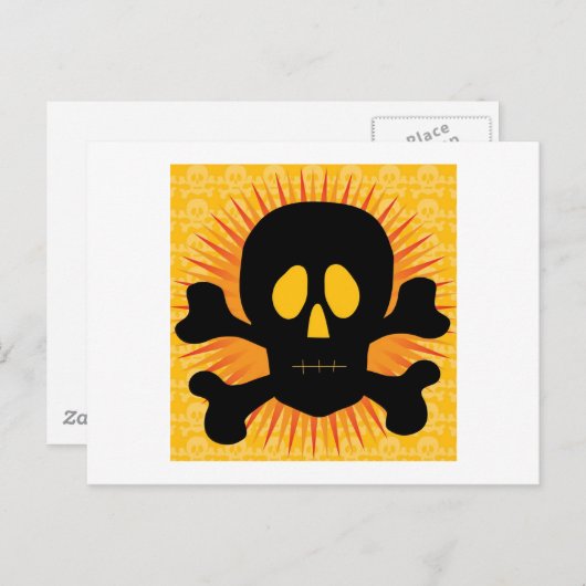 Skull Crossbones Silhouette Briefkaart (Voorkant / Achterkant)