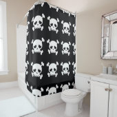 Skull Crossbones: zwart-wit patroon. Douchegordijn (In situ)