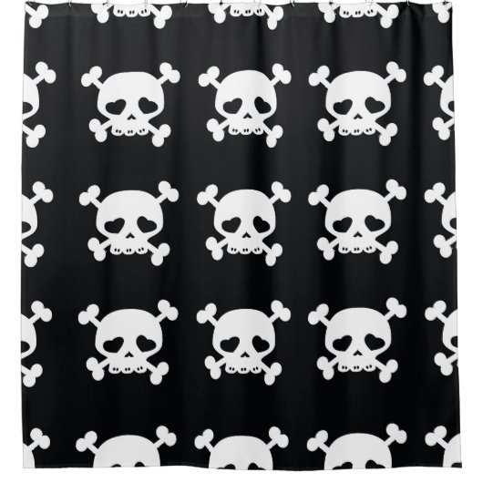 Skull Crossbones: zwart-wit patroon. Douchegordijn (Voorkant)