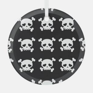 Skull Crossbones: zwart-wit patroon. Glas Ornament