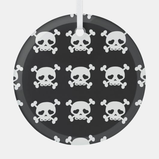 Skull Crossbones: zwart-wit patroon. Glas Ornament (Voorkant)