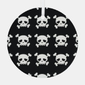 Skull Crossbones: zwart-wit patroon. Glas Ornament (Achterkant)