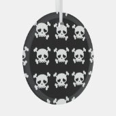Skull Crossbones: zwart-wit patroon. Glas Ornament (Voorkant Rechts)