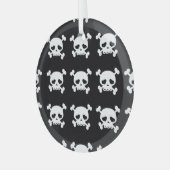 Skull Crossbones: zwart-wit patroon. Glas Ornament (Voorkant links)