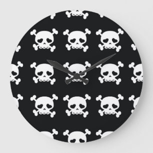Skull Crossbones: zwart-wit patroon. Grote Klok