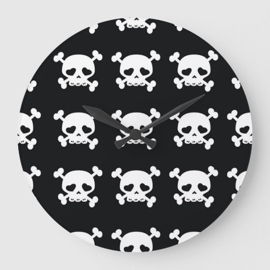 Skull Crossbones: zwart-wit patroon. Grote Klok (Voorkant)