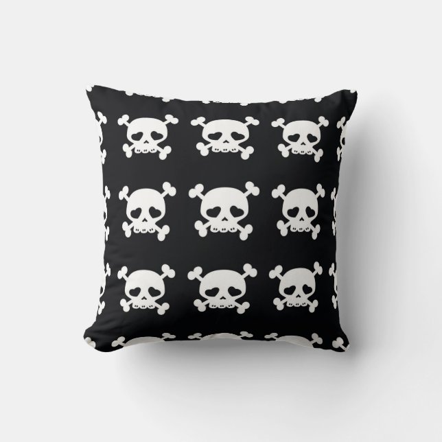 Skull Crossbones: zwart-wit patroon. Kussen (Voorkant)