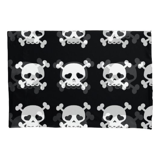 Skull Crossbones: zwart-wit patroon. Kussensloop (Voorkant)