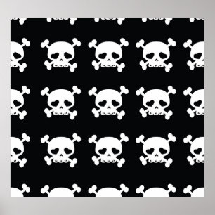 Skull Crossbones: zwart-wit patroon. Poster