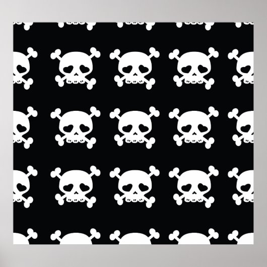 Skull Crossbones: zwart-wit patroon. Poster (Voorkant)