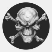 Skull Crossed Bones Ronde Sticker (Voorkant)