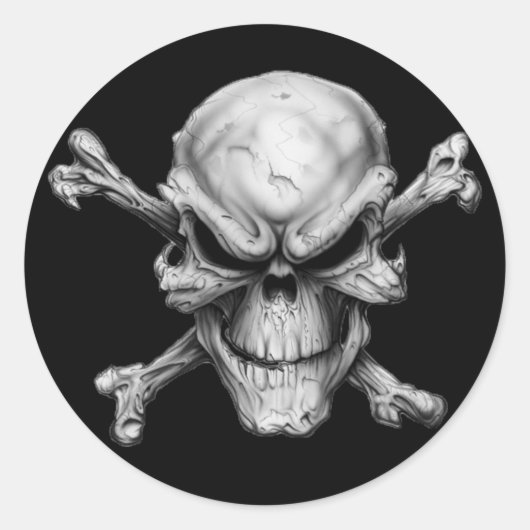 Skull Crossed Bones Ronde Sticker (Voorkant)