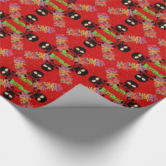 Skull, Crossed Botten en Dancers - Happy Birthday! Cadeaupapier (Hoek)