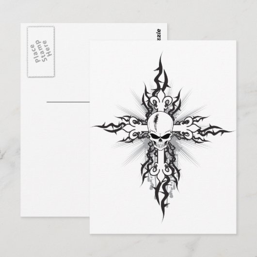 Skull Crucifix Briefkaart (Voorkant / Achterkant)