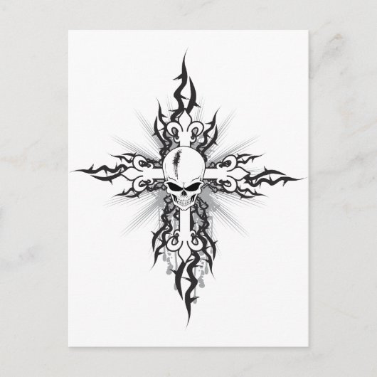 Skull Crucifix Briefkaart (Voorkant)