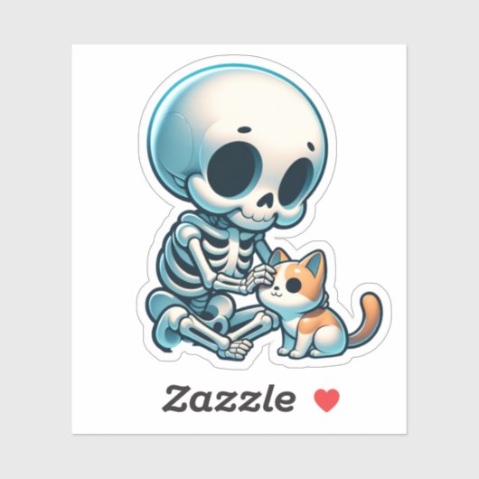 Skull Cuddler - Gothic Cat Lover Sticker (Vel)
