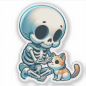 Skull Cuddler - Gothic Cat Lover Sticker (Voorkant)