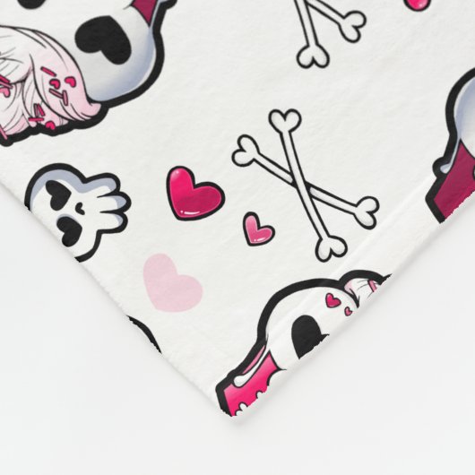Skull Cupcake Madness Fleece Deken (Hoek)