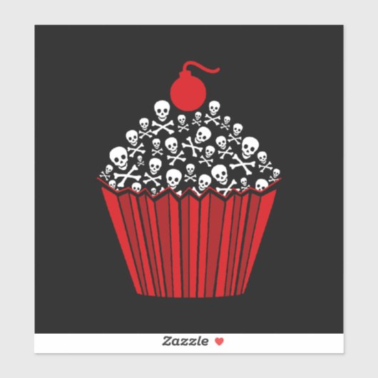Skull Cupcake Sticker (Vel)