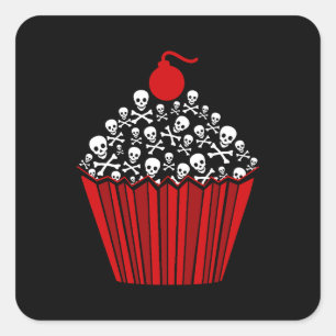 Skull Cupcake Vierkante Sticker