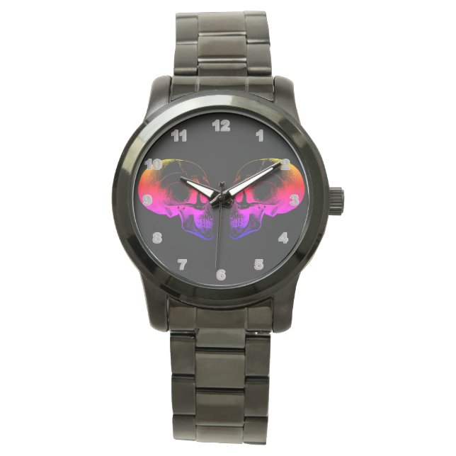 Skull Custom Oversize Black Bracelet mannen watch Horloge (Voorkant)